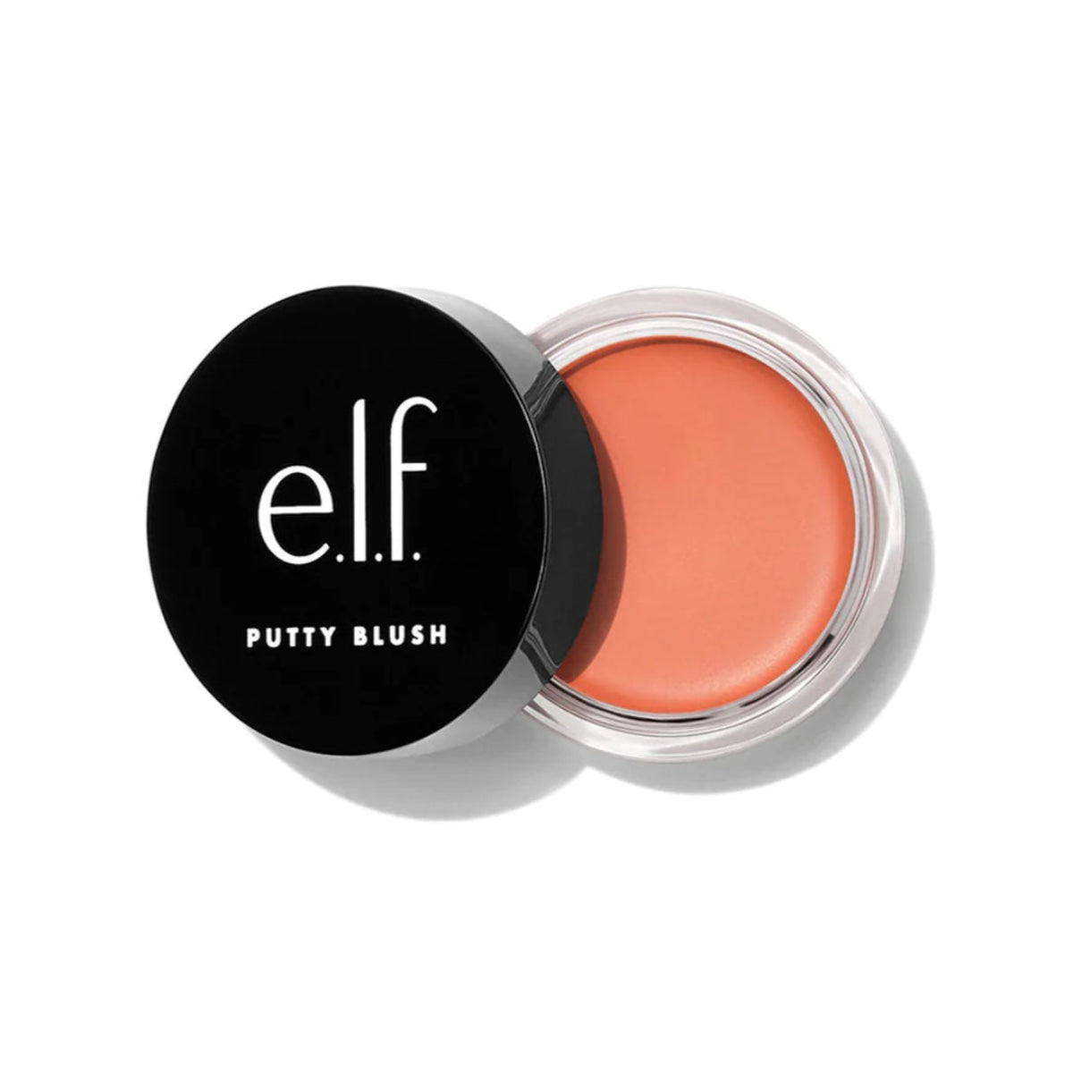 e.l.f. Putty Blush in shade Bahamas, containing a creamy blush product inside a black lid compact.