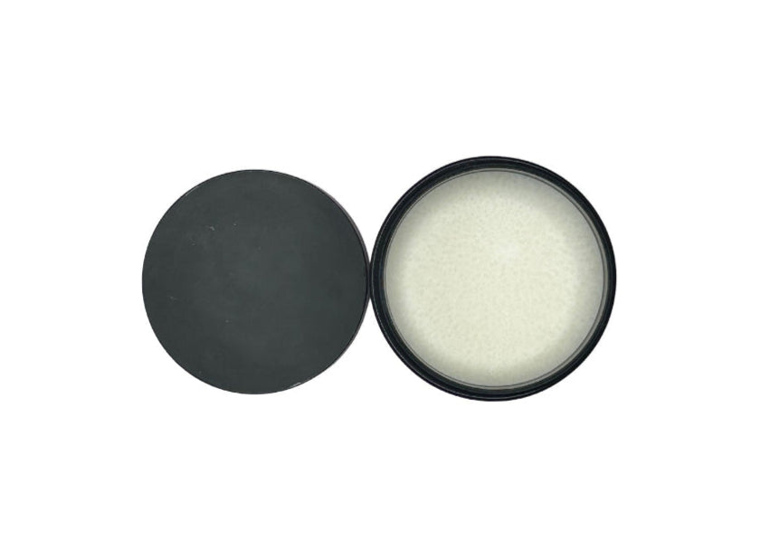 Just Shea Body Balm with lid on open view from top