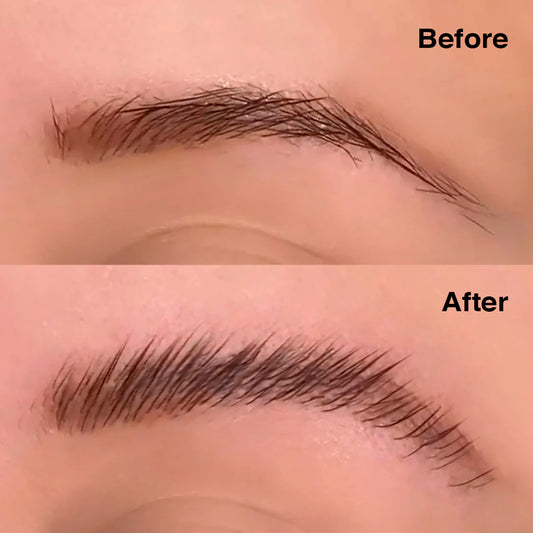 Image of before and after of using Rude Stick em Up Brow Gel
