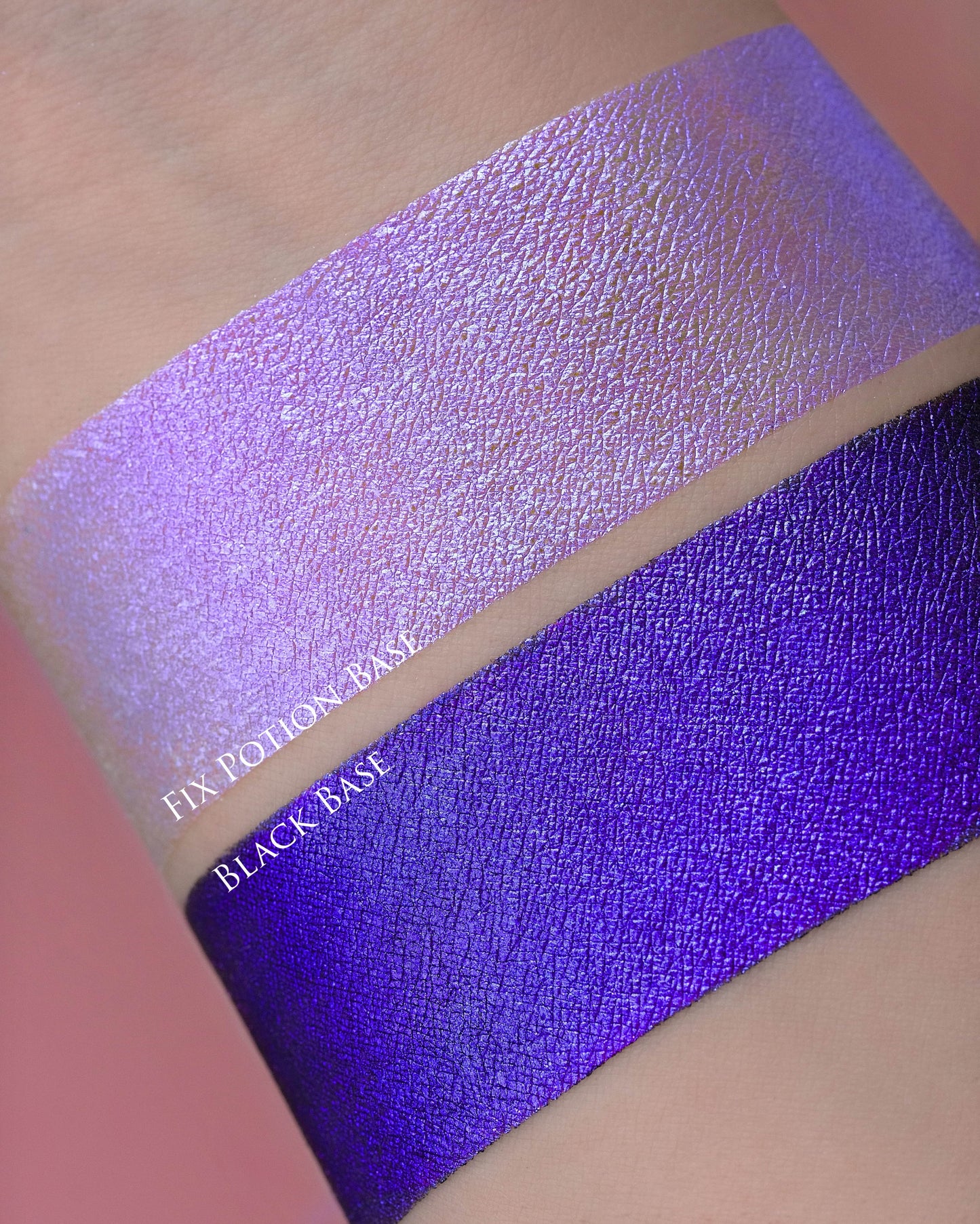 Close up of swatches of Insomnia on arm 