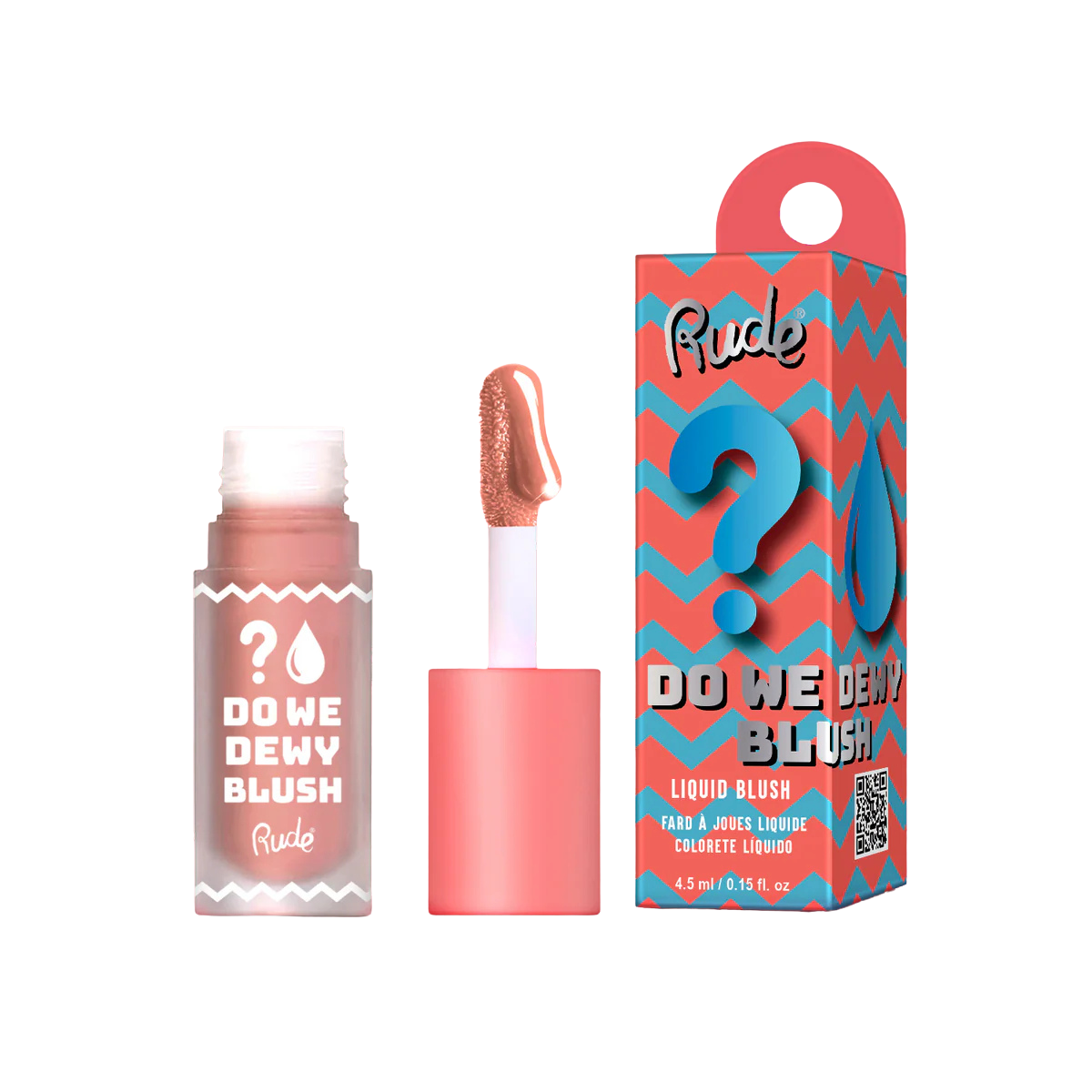 Rude Do We Dewy Blush with packaging on a white background