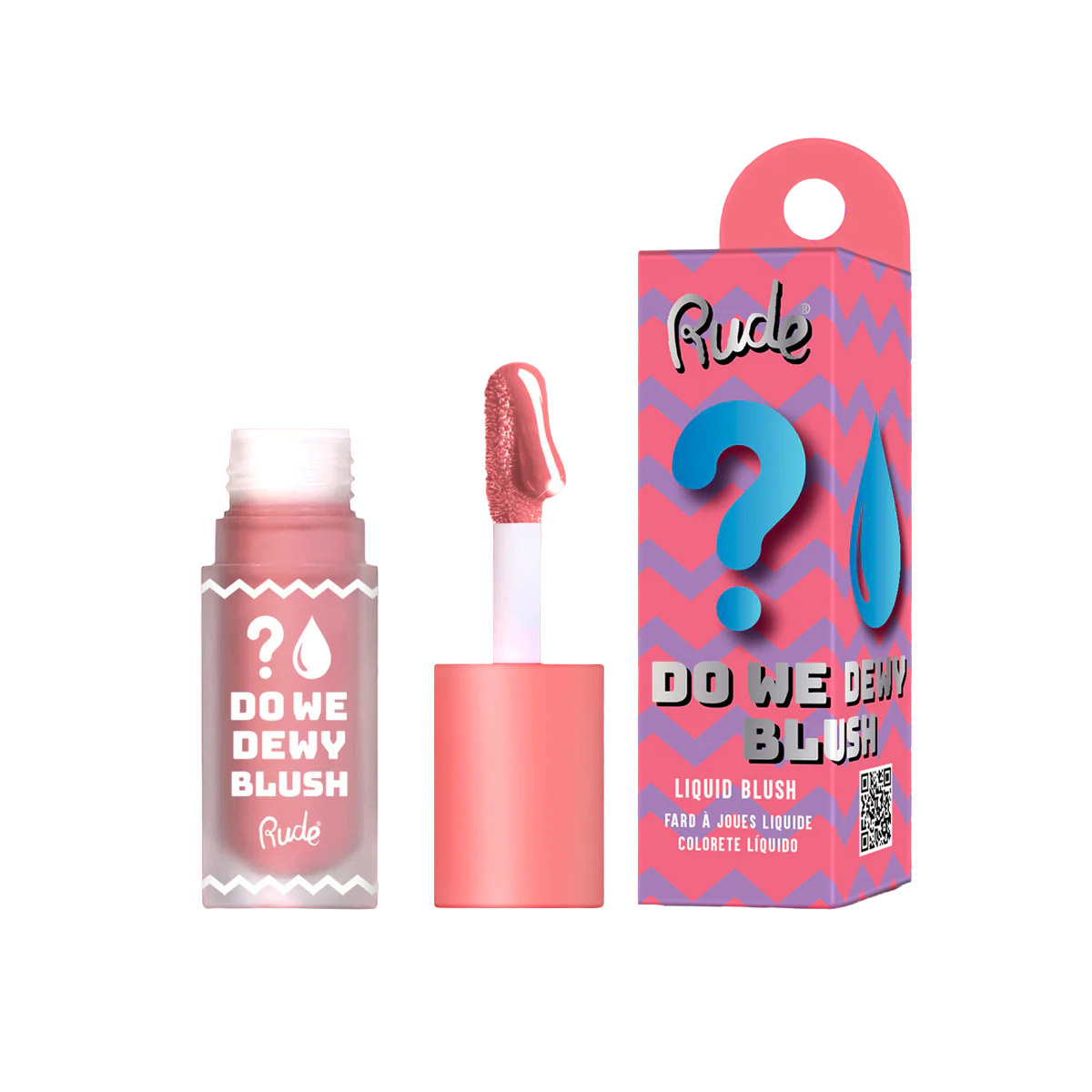 Rude Cosmetics Dewy Blush with packaging on a white background